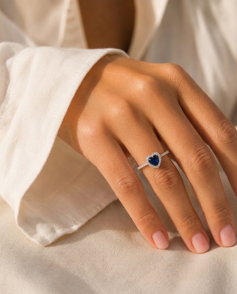 Anillo Corazón Zafiro en plata 925 — MARDAN JOYAS